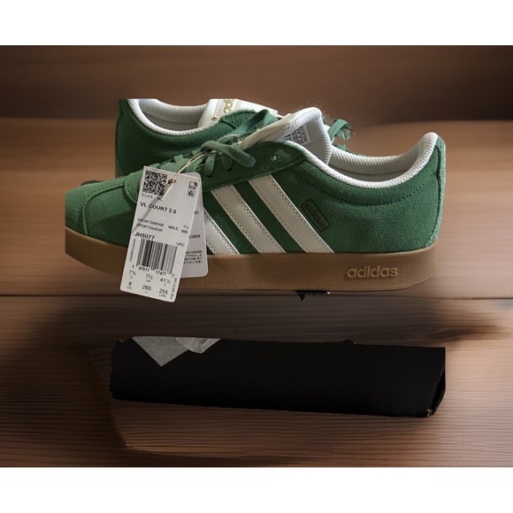 adidas Other - Adidas VL Court 2.0 Unisex M8/W9.5 Green NEW JH5077 Suede Gum Sole Sneakers